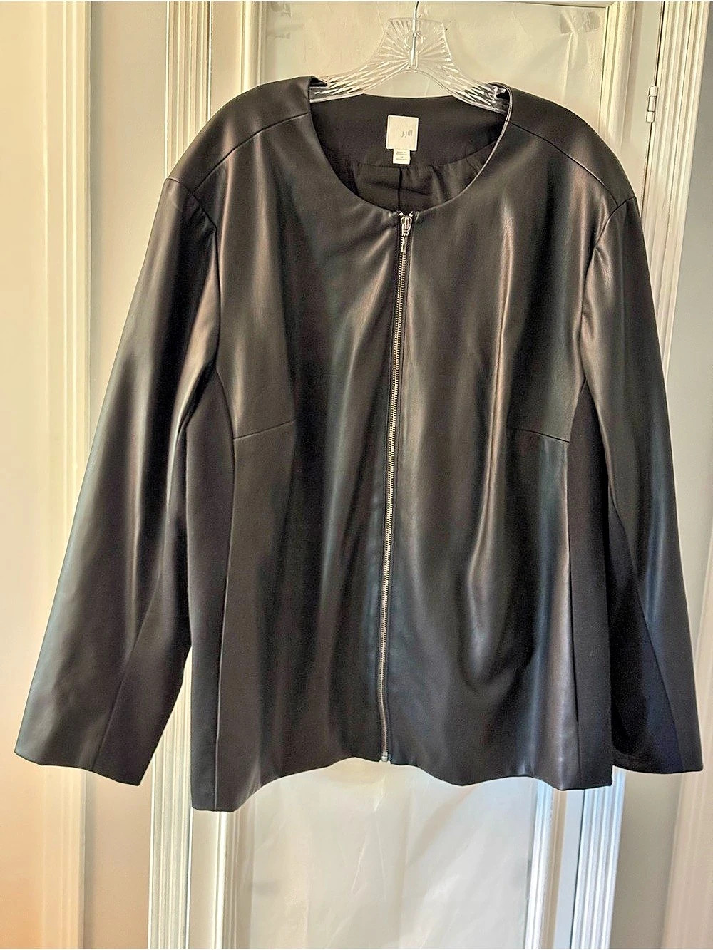 J. Jill Black Faux Leather Long Sleeve Jacket Size 3X
